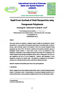 Rapid Green Synthesis of Metal Nanoparticles using