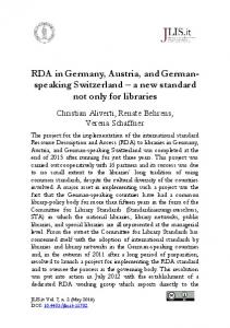 RDA in Germany, Austria, and German- speaking Switzerland - JLIS.it