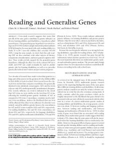 Reading and Generalist Genes - Wiley Online Library