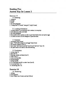 Reading Plus Answer Key for Lesson 2