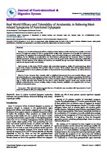 Real World Efficacy and Tolerability of Acotiamide, in Relieving Meal ...