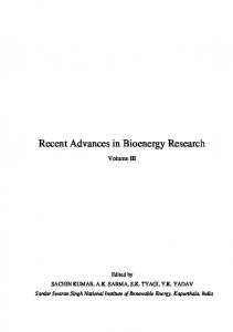 Recent Advances in Bioenergy Research