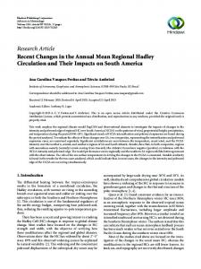 Recent Changes in the Annual Mean Regional Hadley Circulation and ...