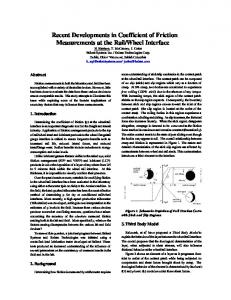 Recent Developments in Coefficient of Friction ...