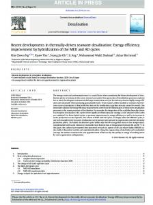 Recent developments in thermally-driven seawater ...