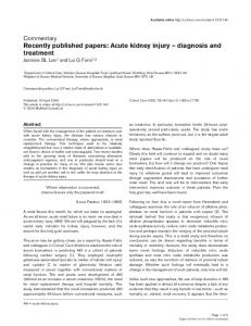 Recently published papers: Acute kidney injury