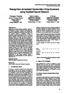 Recognition of Isolated Handwritten Oriya Numerals using ... - CiteSeerX