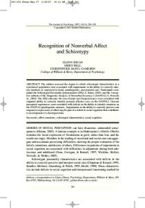 Recognition of Nonverbal Affect and Schizotypy