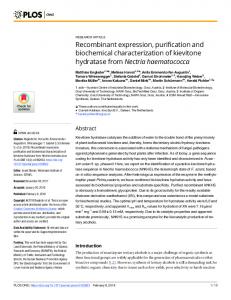 Recombinant expression, purification and biochemical ... - PLOS