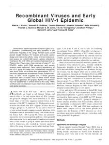 Recombinant Viruses and Early Global HIV-1 Epidemic - CiteSeerX