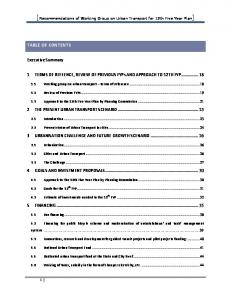 [Recommendations of Working Group on Urban Transport for 12th ...