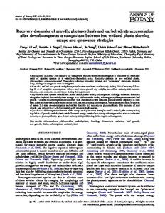 Recovery dynamics of growth, photosynthesis and carbohydrate ...