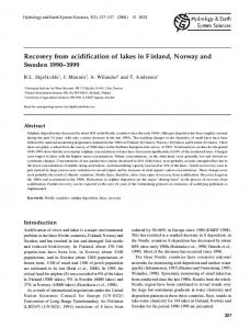 Recovery from acidification of lakes in Finland