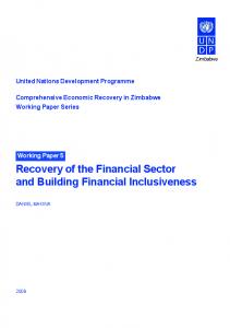 Recovery of the Financial Sector and Building Financial Inclusiveness ...