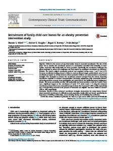 Recruitment of family child care homes for an obesity ... - Core