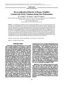 Recrystallization Behavior of Boron Modified ... - Springer Link