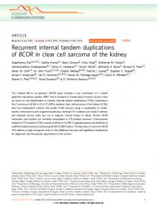 Recurrent internal tandem duplications of BCOR in clear cell sarcoma ...