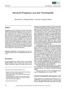 Recurrent Pregnancy Loss and Thrombophilia - ScienceOpen