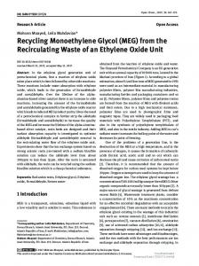 Recycling Monoethylene Glycol (MEG) from the