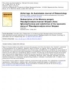 Redescription of the Miocene penguin ...