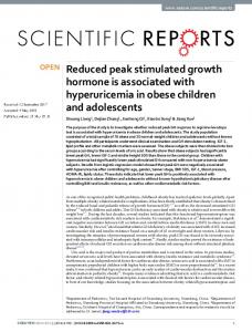 Reduced peak stimulated growth hormone is associated with ... - Nature