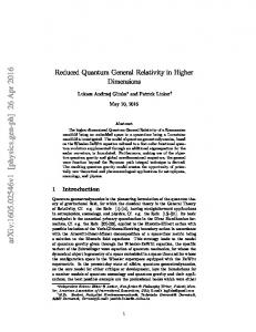 Reduced Quantum General Relativity in Higher Dimensions