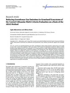 Reducing Greenhouse Gas Emissions in Grassland Ecosystems of the ...