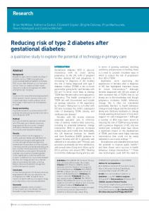 Reducing risk of type 2 diabetes after gestational diabetes: a ...