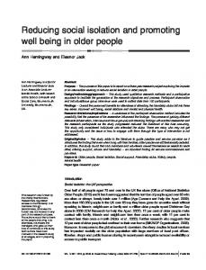 Reducing social isolation and promoting well