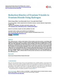 Reduction Kinetics of Uranium Trioxide to Uranium Dioxide Using