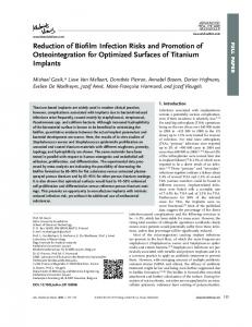 Reduction of Biofilm Infection Risks and Promotion of Osteointegration ...