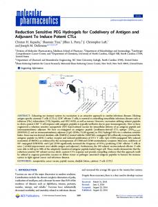 Reduction Sensitive PEG Hydrogels for Codelivery ... - ACS Publications