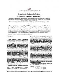 Reductions for the Stable Set Problem