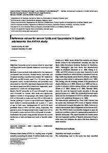 Reference values for serum lipids and lipoproteins in Spanish ...