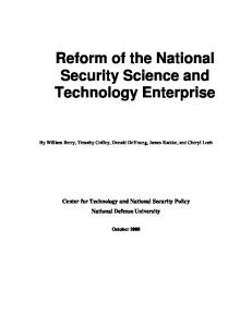 Reform of the National Security Science and Technology Enterprise