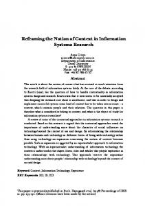 Reframing the Notion of Context in Information Systems Research