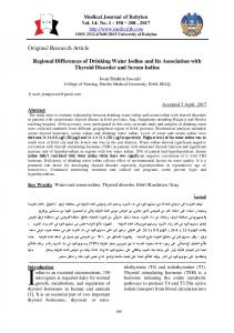 Regional Differences of Drinking Water Iodine and Its Association with ...