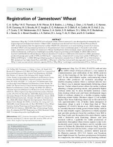 Registration of 'Jamestown' Wheat - USDA