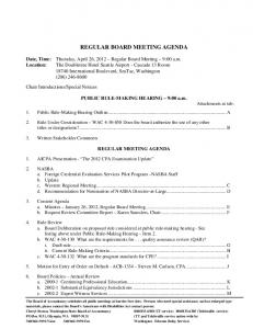 REGULAR BOARD MEETING AGENDA