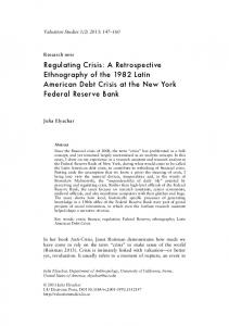 Regulating Crisis - Valuation Studies