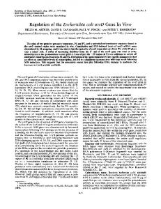 Regulation of the Escherichia coli uvrD gene in vivo.