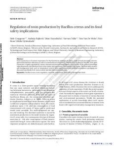 Regulation of toxin production by Bacillus cereus and ...