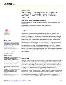 Regulatory T cells suppress virus-specific antibody responses ... - PLOS