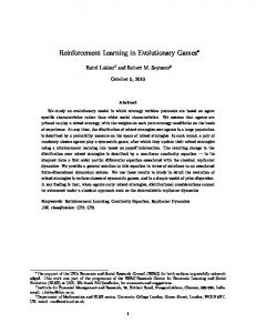 Reinforcement Learning in Evolutionary Games - Semantic Scholar