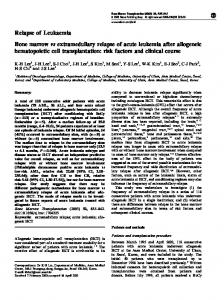 Relapse of Leukaemia Bone marrow vs extramedullary ... - Nature