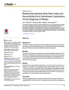 Relationship between Body Mass Index and Percent Body Fat ... - PLOS