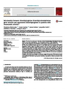 Relationship between dimethylarginine ... - Atherosclerosis