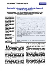 Relationship between maternal periodontal disease and low birth ...