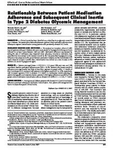 Relationship Between Patient Medication Adherence ... - Diabetes Care