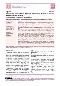 Relationship between Sleep, Pain and Inflammatory Markers in ...